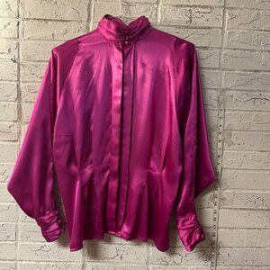 ✨ Vintage Tess Paris Milan Magenta Satin Blouse | Size 12 ✨